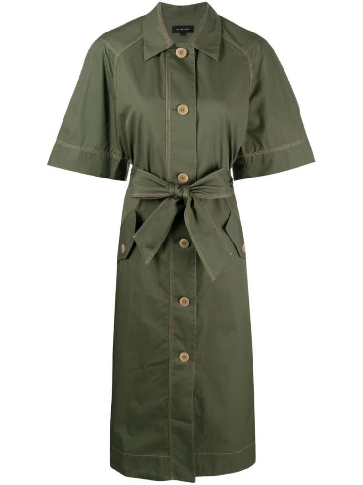 Lee Mathews tie-waist organic cotton shirt dress - Green Cover