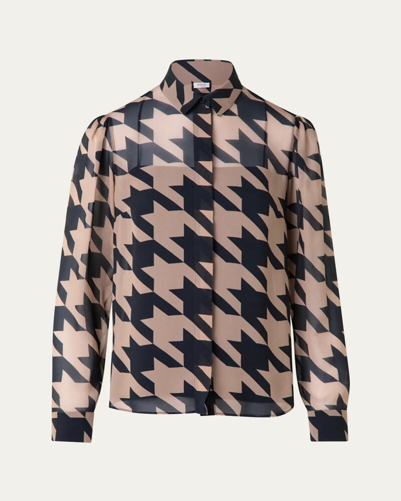 Akris punto Houndstooth Print Button-Front Blouse Cover