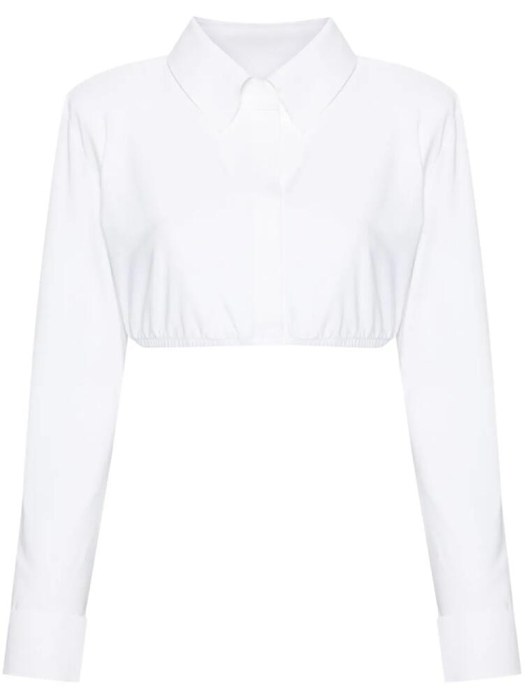 Norma Kamali padded-shoulders cropped shirt - White Cover