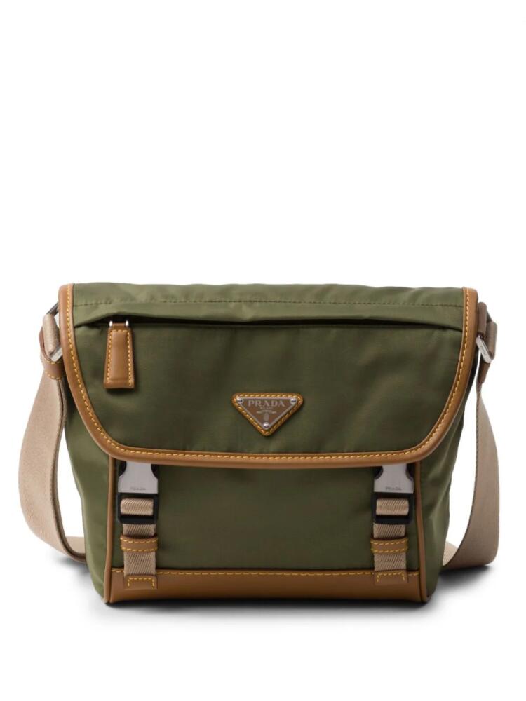 Prada triangle-logo canvas messenger bag - Green Cover