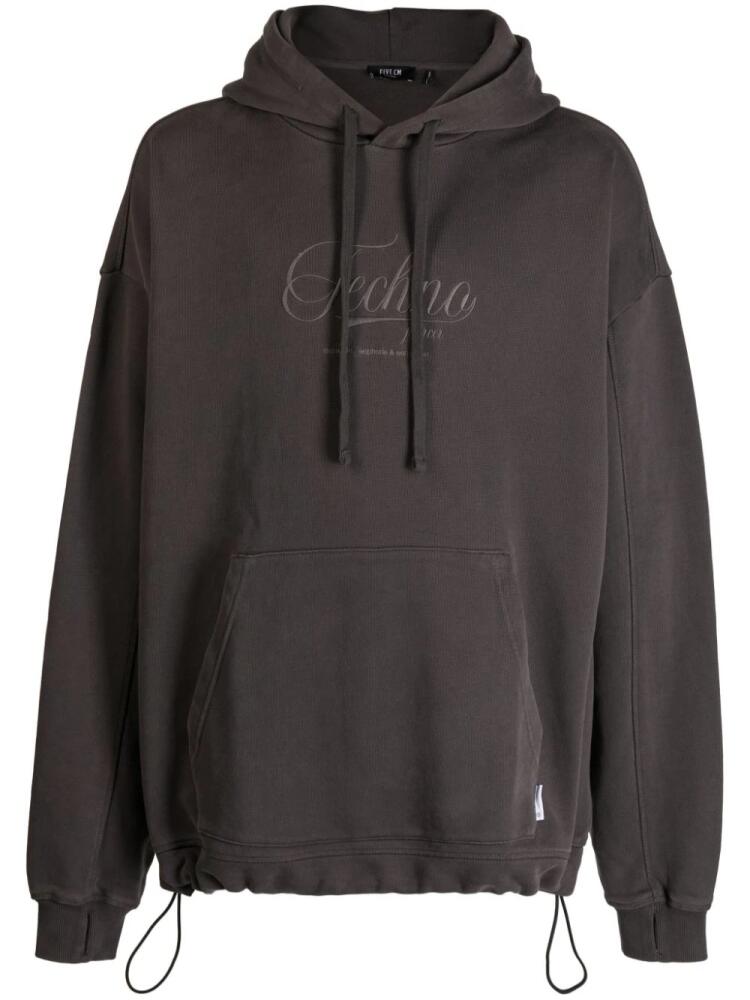 FIVE CM slogan-embroidered cotton hoodie - Grey Cover