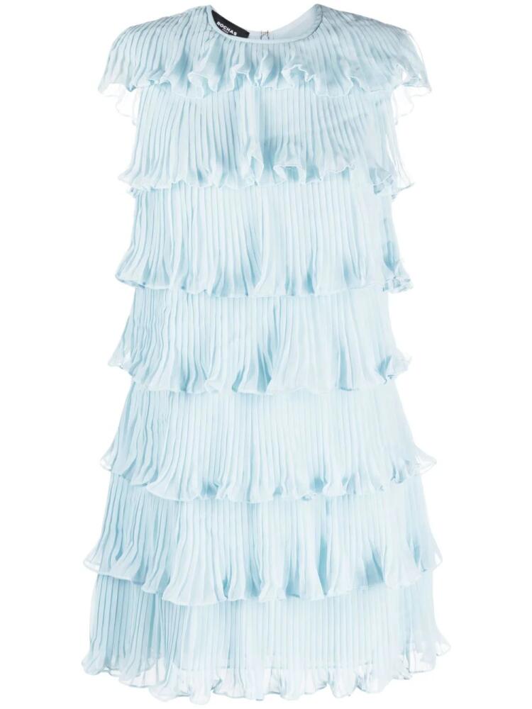 Rochas tiered plissé minidress - Blue Cover