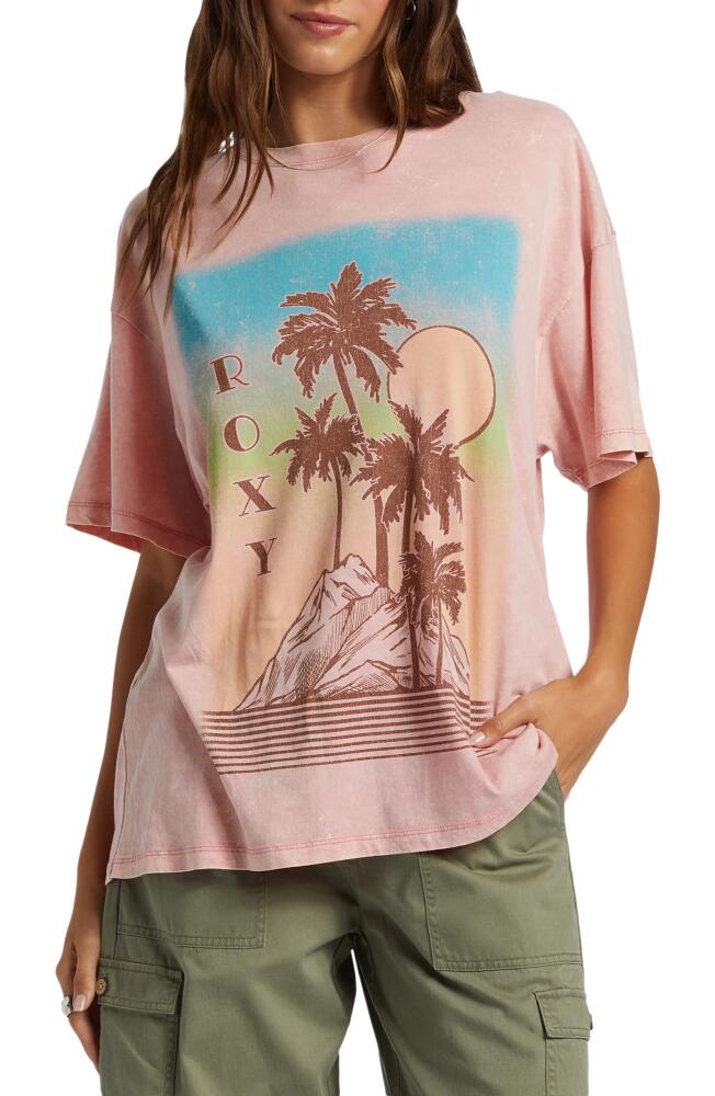 Roxy Palms Oversize Cotton Graphic T-Shirt in Mauve Glow Cover