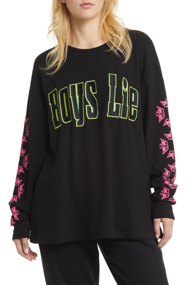 BOYS LIE Spunk Waffle Knit Graphic Top in Black Cover