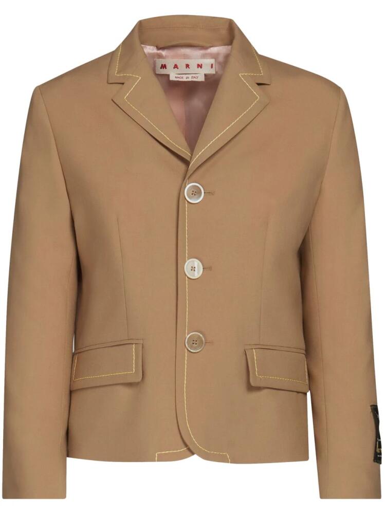 Marni contrast-stitching wool blazer - Brown Cover