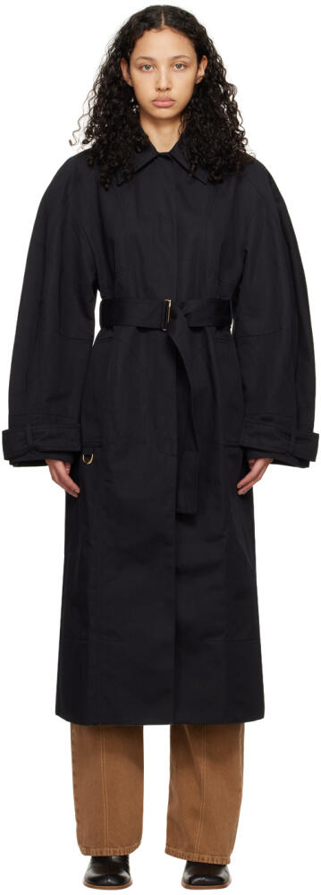 JACQUEMUS Black Les Classiques 'Le trench Bari' Trench Coat Cover