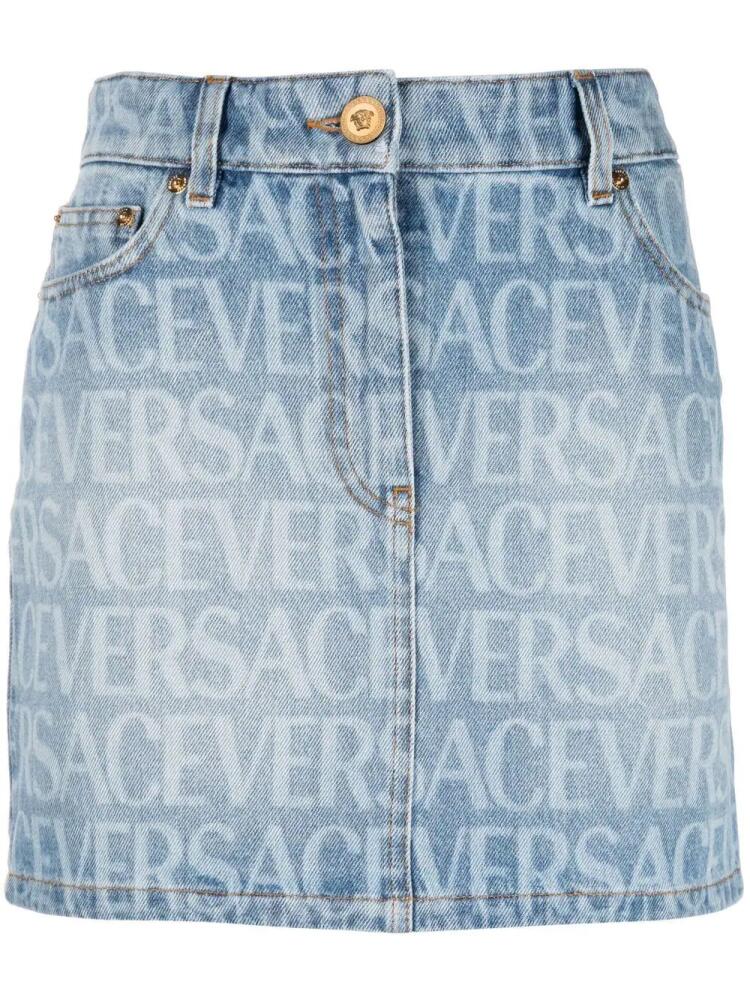 Versace Versace Allover denim miniskirt - Blue Cover