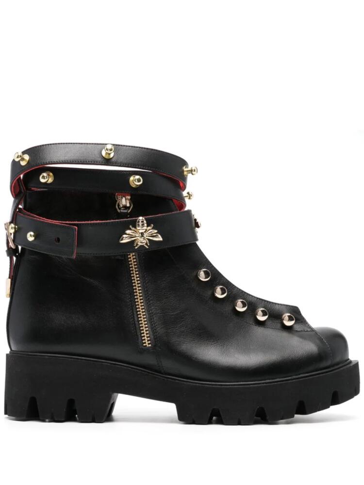 HARDOT 45mm stud-embellished leather boots - Black Cover