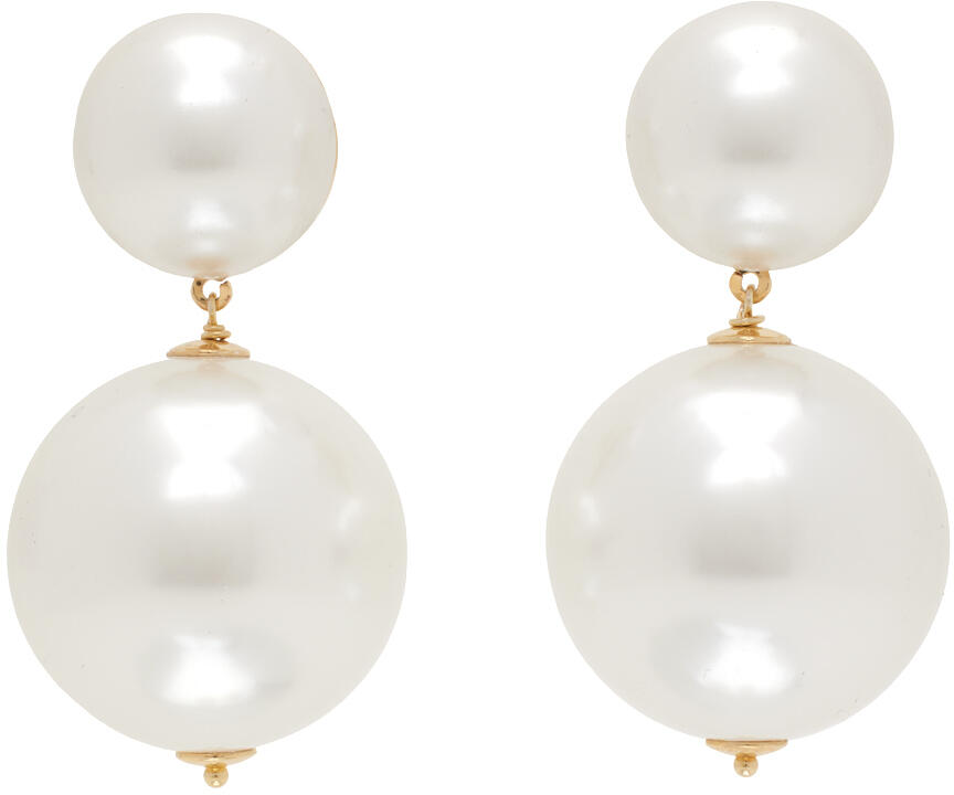 Numbering White & Gold Pearl #9122 Drop Earrings Cover