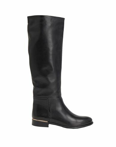 Leonardo Principi Leather Tall Boots With Embellishment Woman Boot Black Calfskin Cover