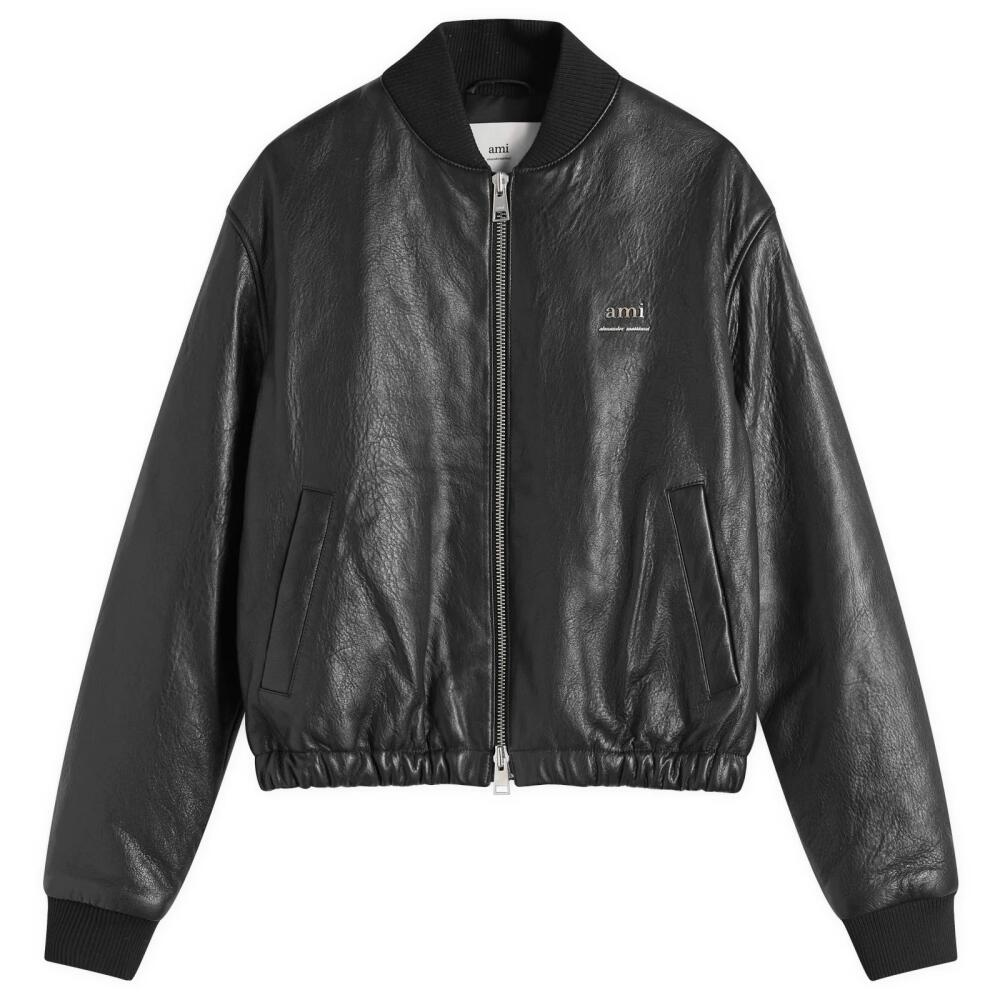 AMI Paris Men's Padded Leather Bomber jacket in Black Cover