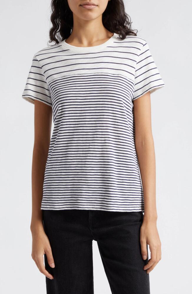 ATM Anthony Thomas Melillo Mix Stripe Cotton T-Shirt in Chalk /Ink Cover