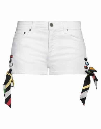 Pucci Woman Denim shorts White Cotton, Elastane, Silk Cover