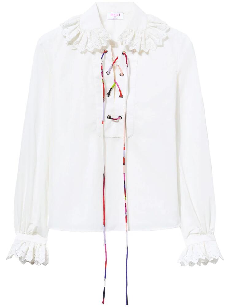 PUCCI broderie-anglaise ruffled blouse - White Cover