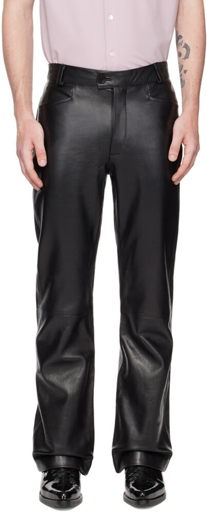 Ernest W. Baker Black Flared Leather Trousers Cover