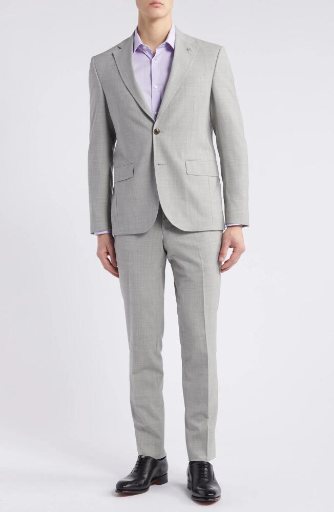 Ted Baker London Ralph Extraslim Fit Mélange Stretch Wool Suit in Light Grey Cover