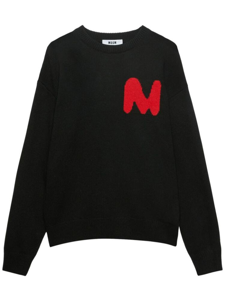 MSGM embroidered-logo knitted jumper - Black Cover