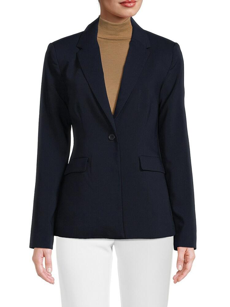 T Tahari Women's Solid Single Button Blazer - Navy Cover