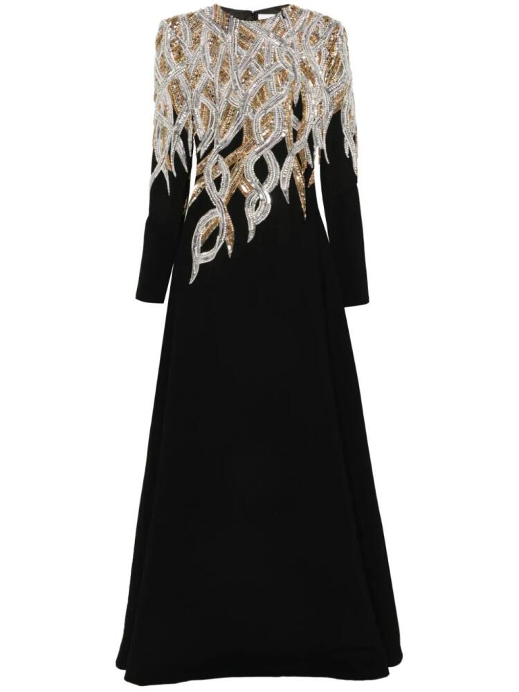 Dina Melwani crystal-embellished crepe gown - Black Cover