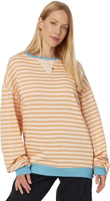 Free People Classic Striped Crew (Latte Combo) Women's Sweater Cover