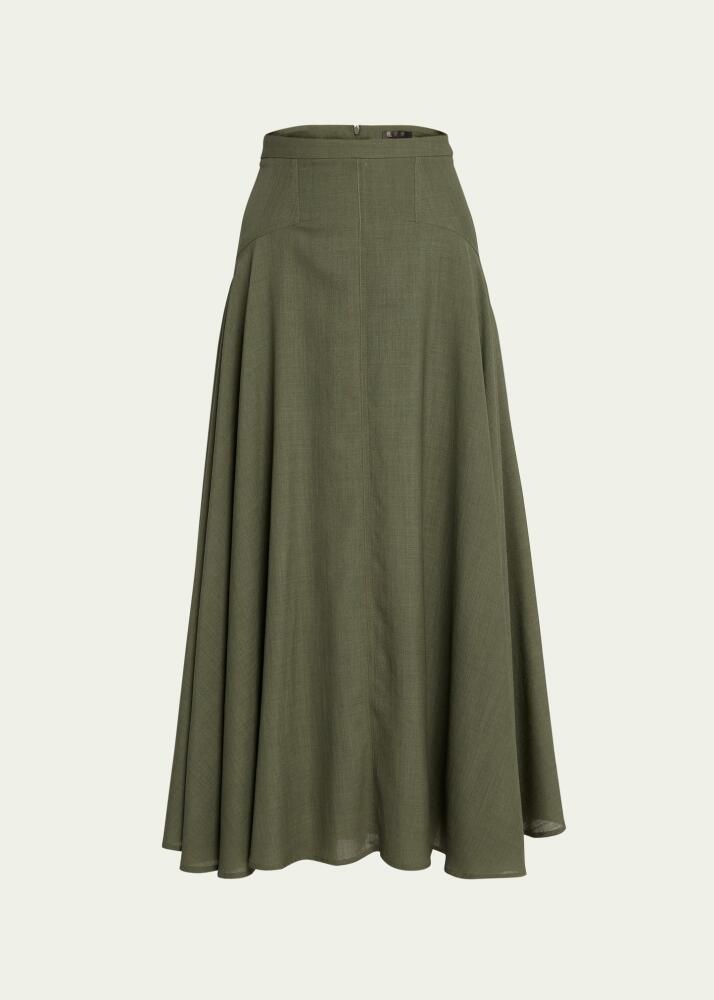 Loro Piana Flavia Breeze Wool Flared Maxi Skirt Cover