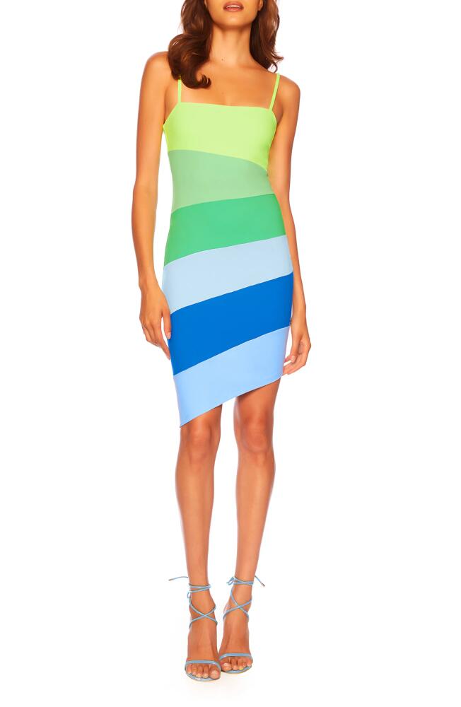 Susana Monaco Colorblock Asymmetric Body-Con Dress in Oasis Cover