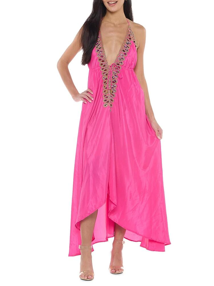 Ranee's Women's Embellished Halter Maxi Dress - Pink Cover