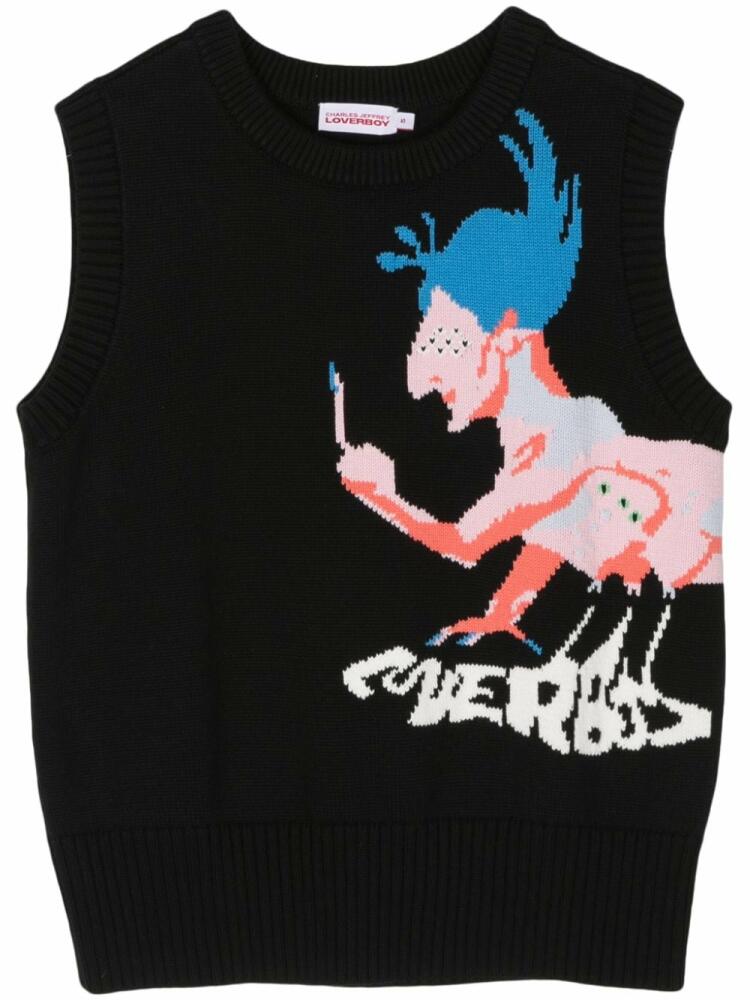 Charles Jeffrey Loverboy intarsia-knit vest - Black Cover