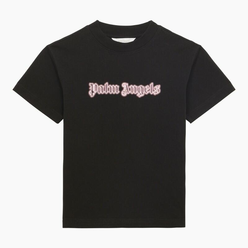 Palm Angels Black cotton T-shirt with logo Cover