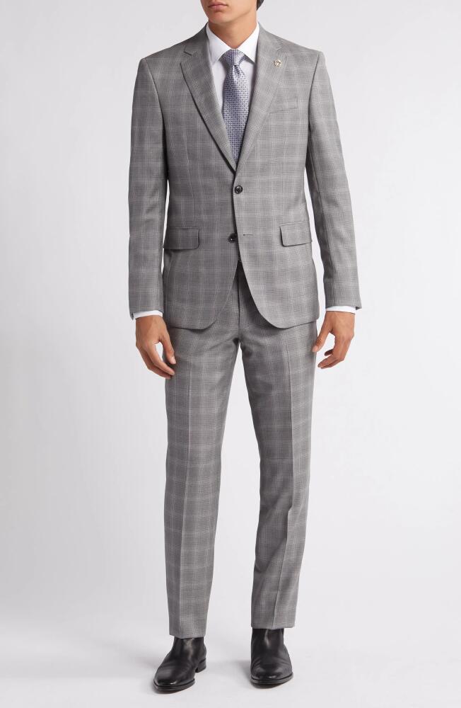 Ted Baker London Jay Slim Fit Plaid Wool Suit in Light Grey Cover