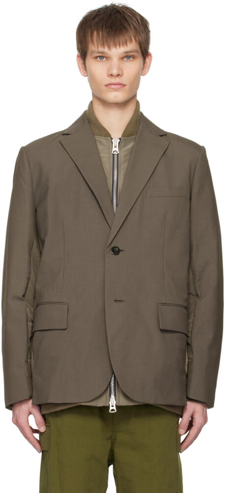 sacai Taupe Paneled Blazer Cover