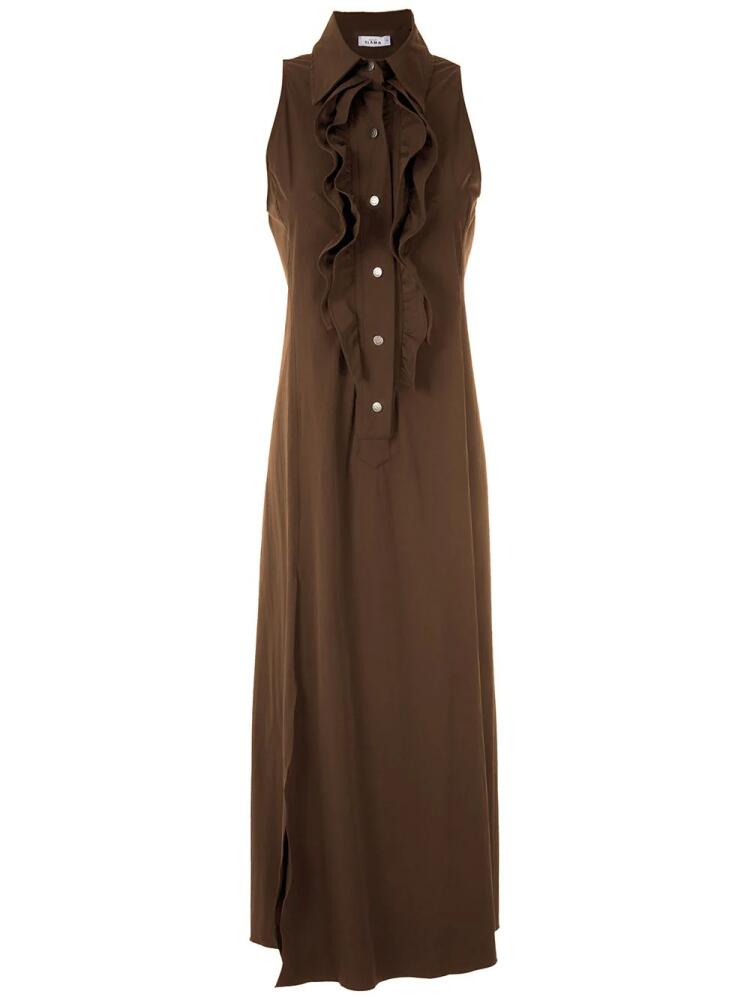 Amir Slama ruffle-trim maxi dress - Brown Cover