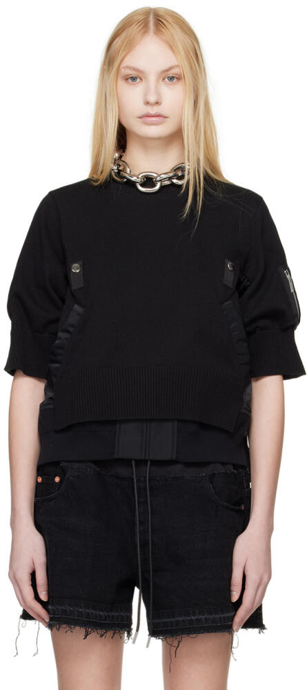 sacai Black Paneled Sweater Cover