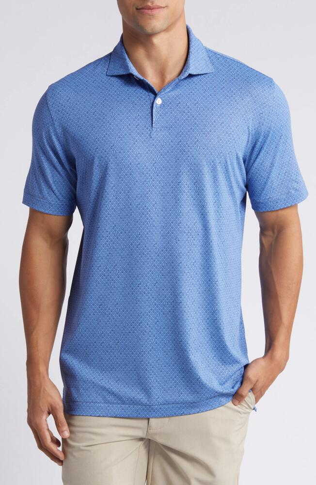 Peter Millar Crown Crafted Staccato Geo Print Performance Golf Polo in Cascade Blue Cover