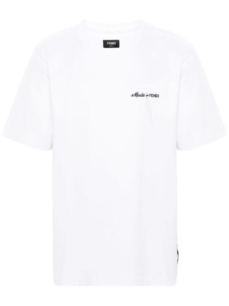 FENDI logo-embroidered T-shirt - White Cover