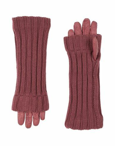 Fabiana Filippi Woman Gloves Burgundy Soft Leather, Virgin Wool, Silk, Cashmere Cover