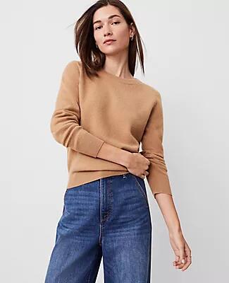 Ann Taylor Cashmere Crew Neck Saddle Shoulder Sweater Cover