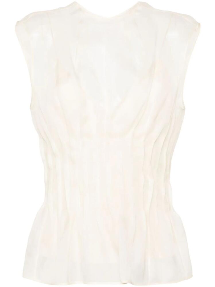 KHAITE Westin semi-sheer silk blouse - Neutrals Cover