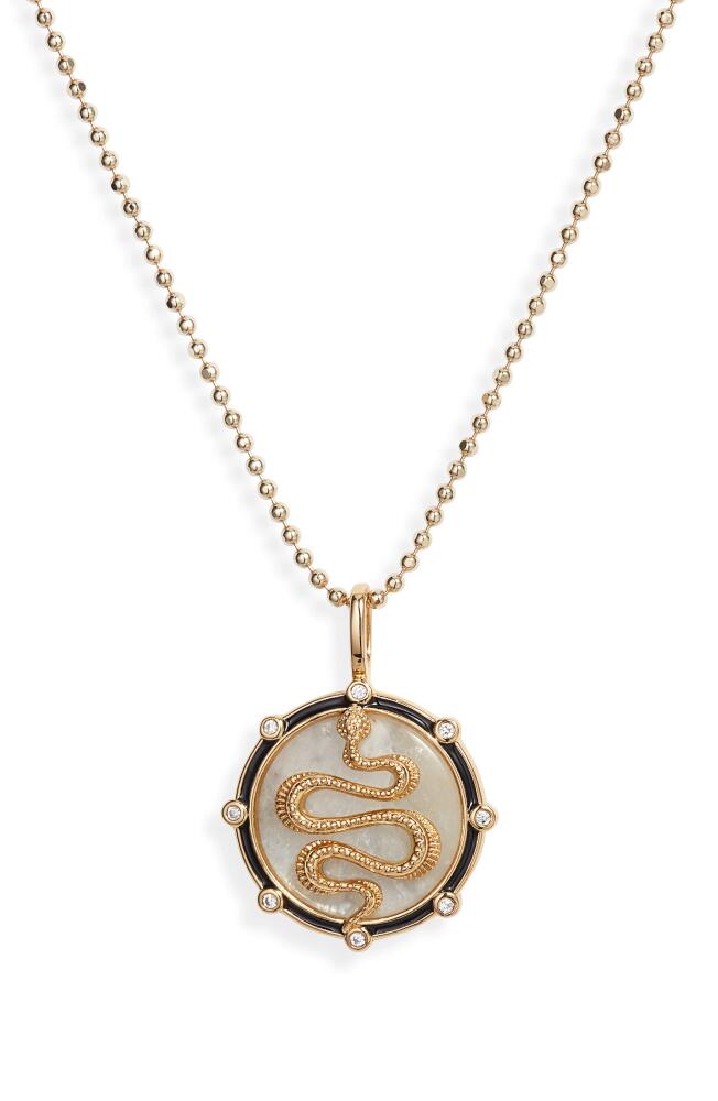 MIRANDA FRYE Avery Chain Necklace with Moonstone Snake Charm Pendant in Gold Cover