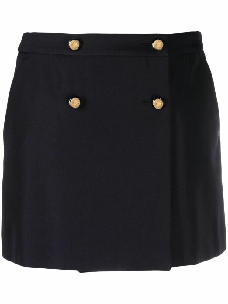 Alexander McQueen wool-cotton blend mini wrap skirt - Blue Cover