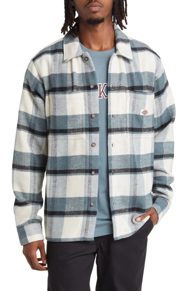 Dickies Coaling Plaid Flannel Button-Up Overshirt in Coaling Check Light Base Cover