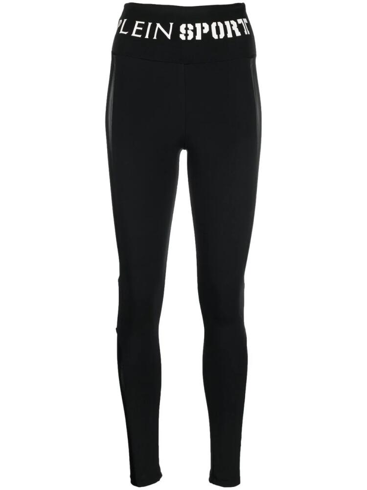 Plein Sport logo-waistband high-waisted leggings - Black Cover