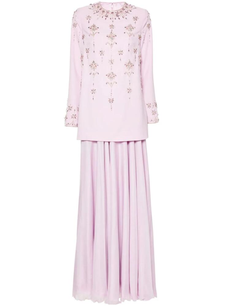 Dina Melwani crystal-embellished silk ensemble - Purple Cover