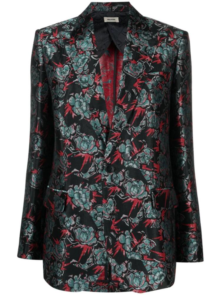 Zadig&Voltaire floral-jacquard single-breasted blazer - Black Cover