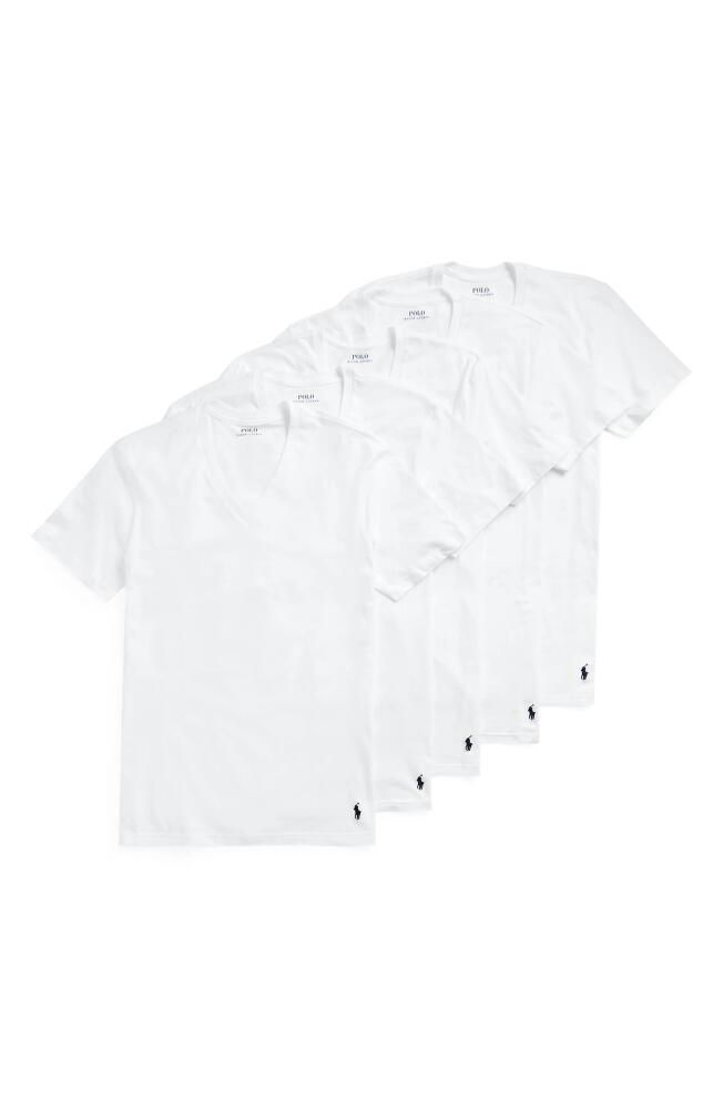 Polo Ralph Lauren 5-Pack Relaxed Fit Logo Embroidered V-Neck Undershirts in White Cover