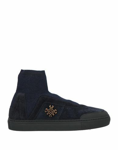 Mr & Mrs Italy Woman Sneakers Midnight blue Calfskin, Cotton, Viscose, Polyamide, Elastane Cover