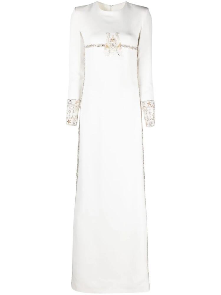 Dina Melwani crystal-embellished crepe gown - White Cover