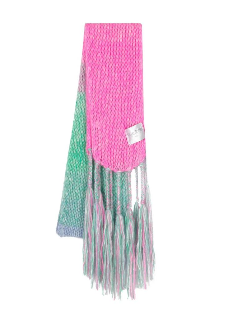 Forte Forte ombré-effect mohair-blend scarf - Pink Cover