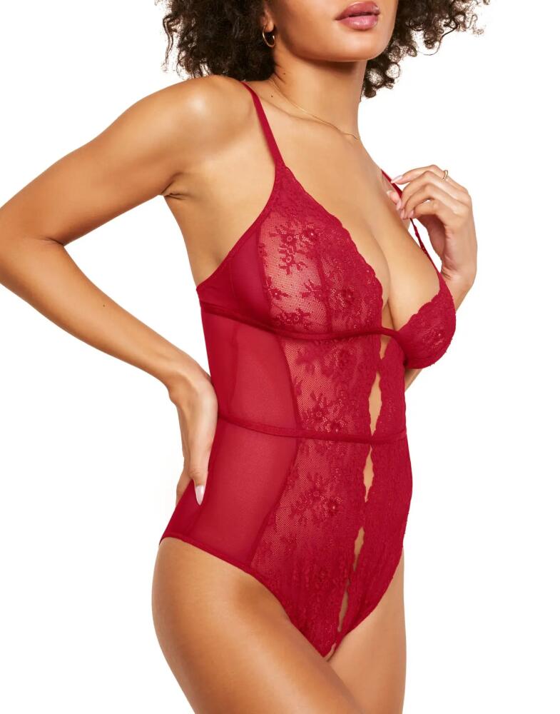 Adore Me Rosie Crotchless Bodysuit Lingerie in Dark Red Cover