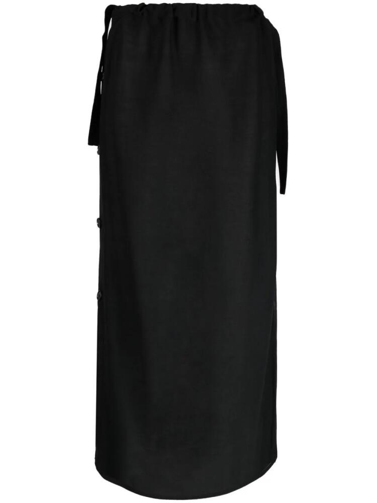 TOTEME side-button drawstring midi skirt - Black Cover